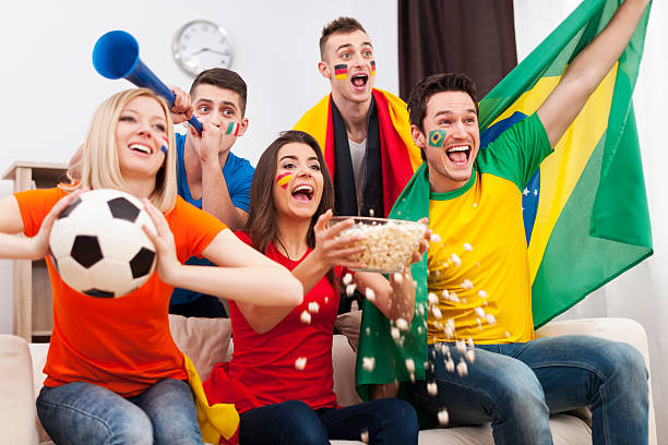 istock Friends of different nations celebrating goal 486034449