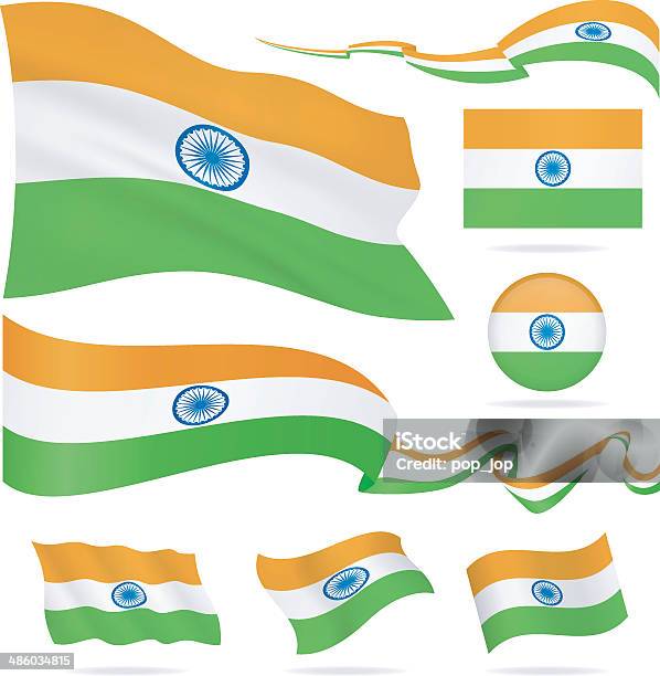 Flags Of India Icon Set Illustration Stock Illustration - Download Image Now - Indian Flag, Ribbon - Sewing Item, India