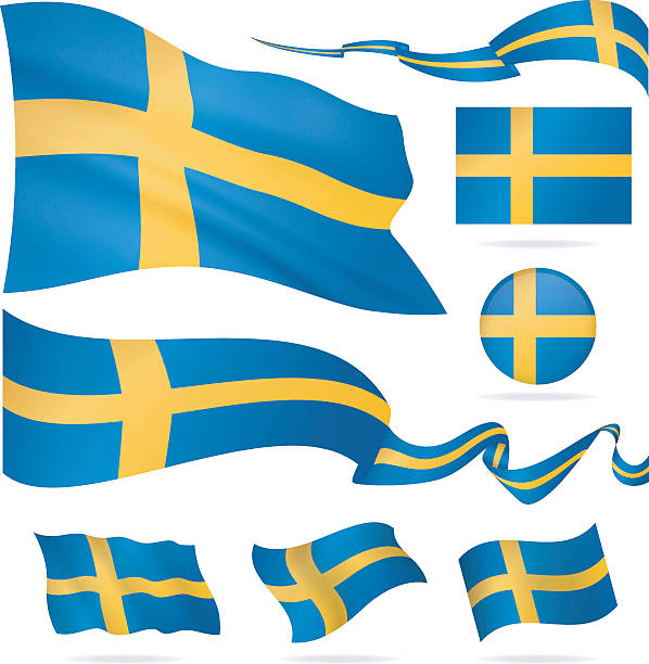 포석 of sweden-아이콘 세트-일러스트 - 스웨덴 국기 stock illustrations