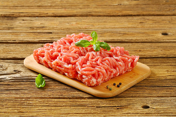 istock Minced meat on a wooden cutting board 486035161