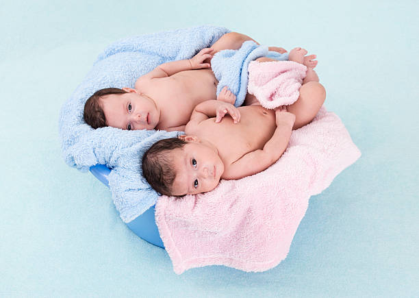 letti singoli - twin newborn baby baby girls foto e immagini stock