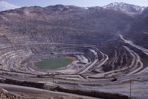 One of largest open pit copper mines in world near Salt Lake City Utah