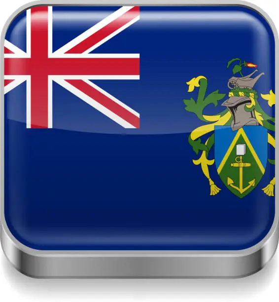 Vector illustration of Metal  icon of Pitcairn Islands