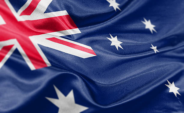 australia flag - australië stockfoto's en -beelden