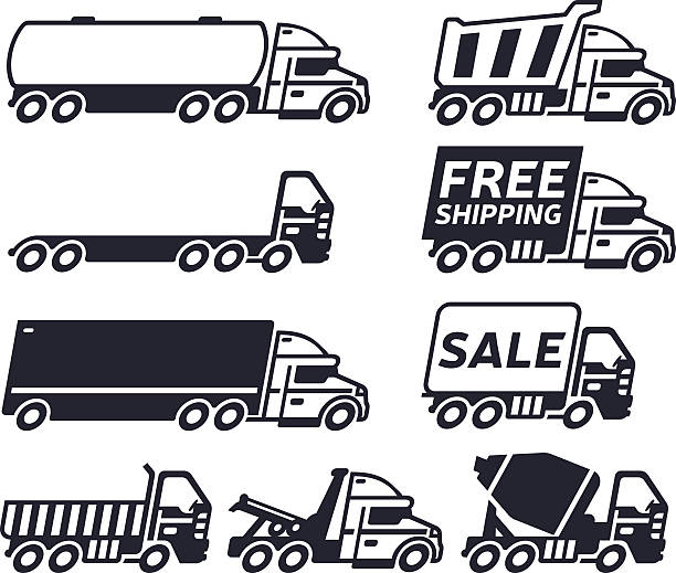 ilustrações, clipart, desenhos animados e ícones de caminhões - truck semi truck silhouette vector