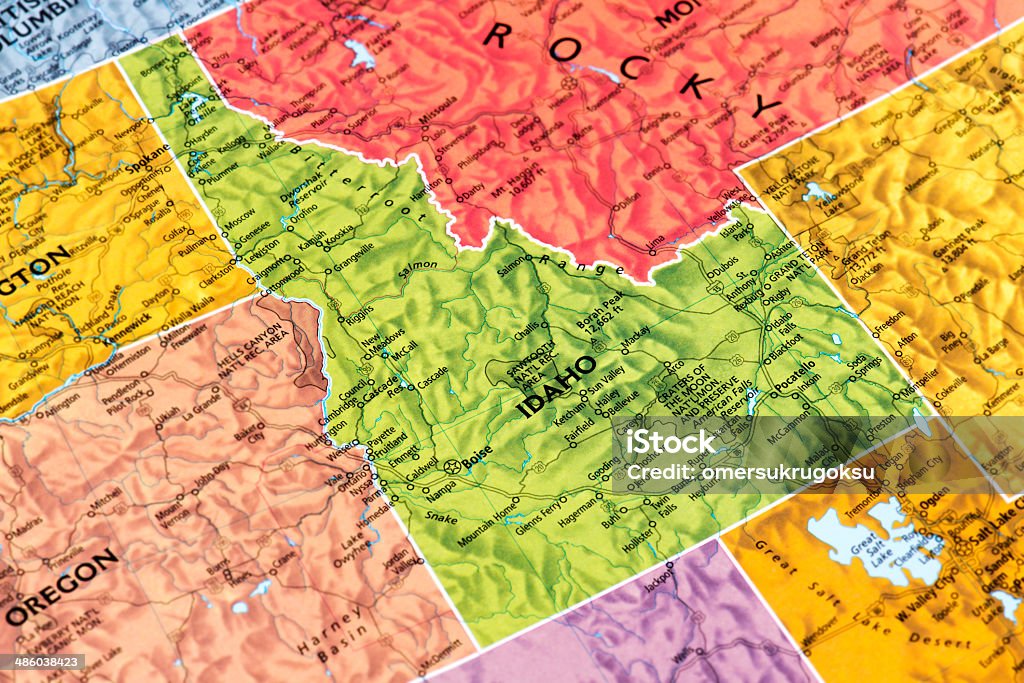 Idaho Map of Idaho State. Selective focus.  Idaho Stock Photo