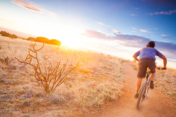 istock mountain biking sunshine landscape 486038691