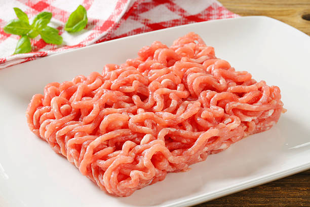 istock Minced meat on a wooden cutting board 486038699