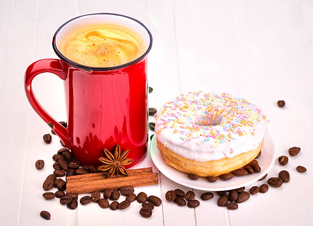 istock Tasty donut with a cup of coffee 486038783