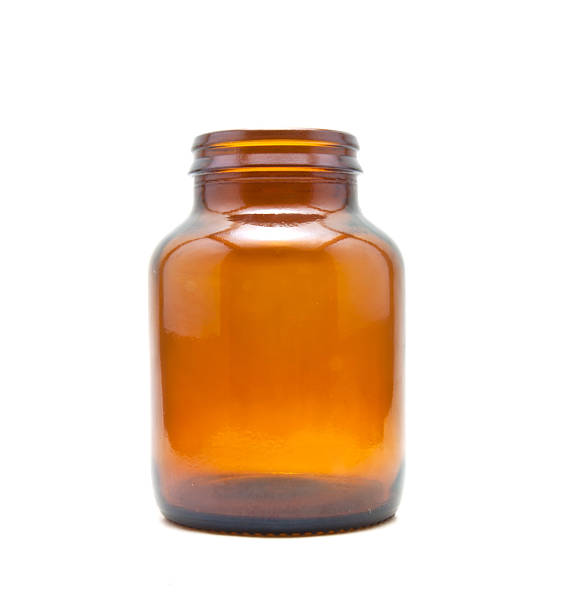 istock Amber Glass Bottle on white background 486045072