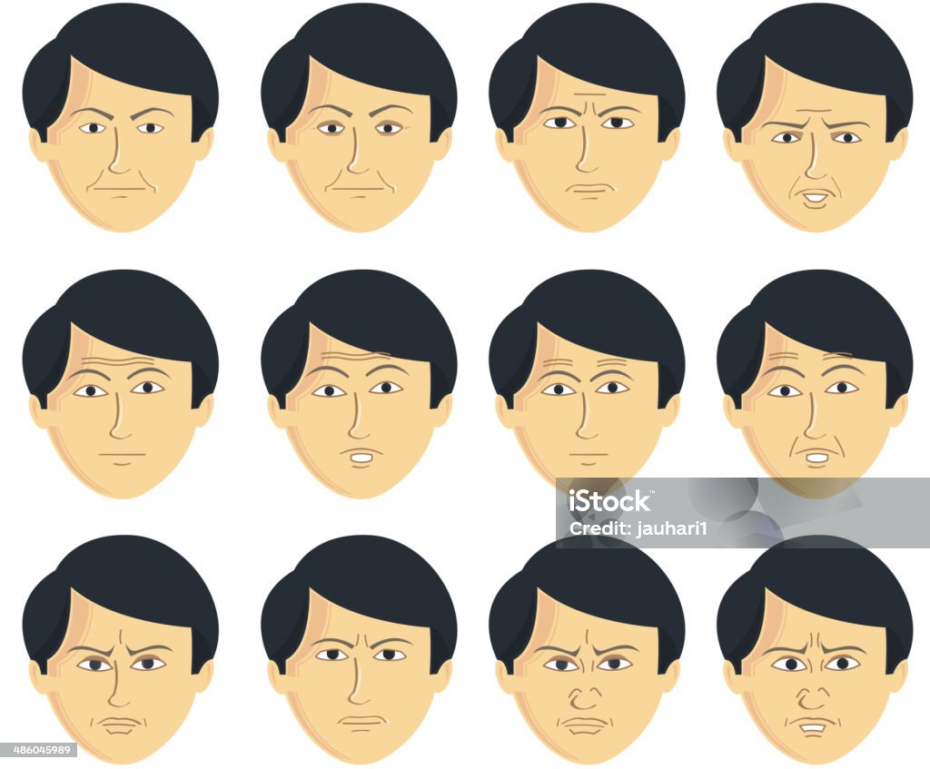 Facial Expressions This illustration is AI10 EPS contains a transparency blend and partial blur effect, which makes up the reflective/highlight shape for the icon. Adult stock vector