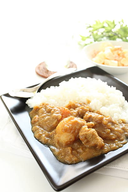 istock Japanese pork curry with salad 486050572