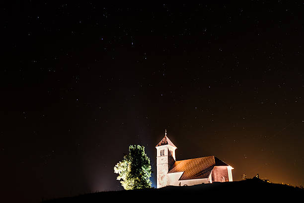 istock Nightscape with church and ursa major stars 486051148