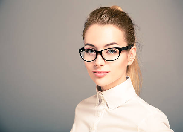Portrait of Business Woman Wearing Glasses stock photo
