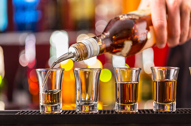 istock Hard spirit on bar counter 486053524