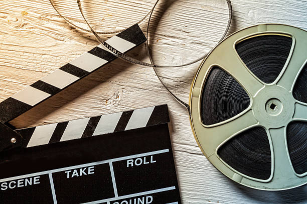 istock Film camera chalkboard and roll 486054028