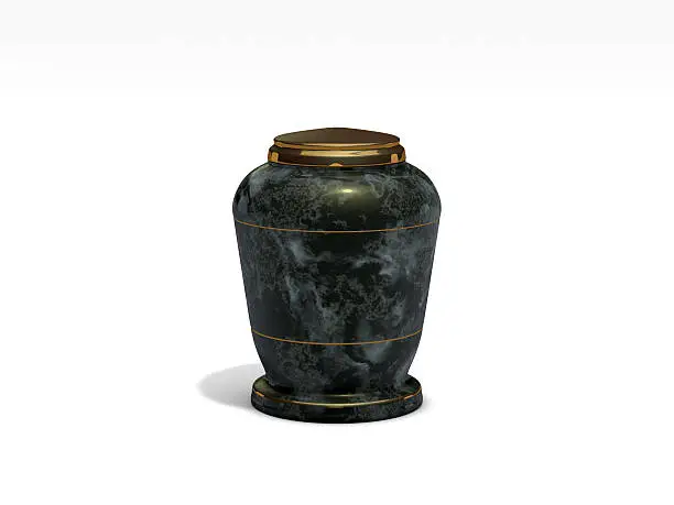 3d render onyx stone funeral urn isolated on white background