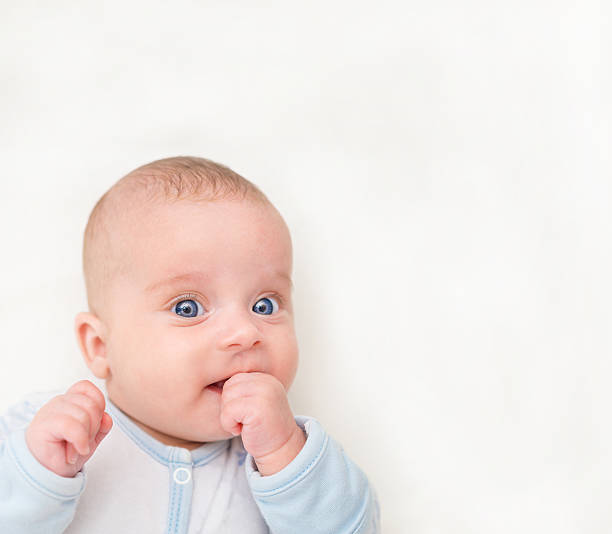 istock Cute little baby. Place for your text. 486055148