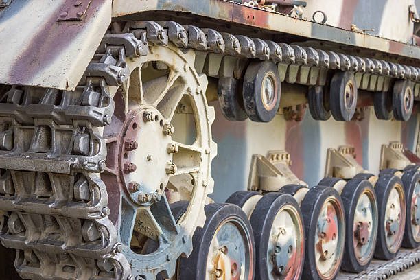 istock Closeup view of tank caterpillar part 2 486055215