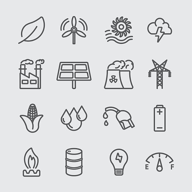 ilustrações de stock, clip art, desenhos animados e ícones de ícone de linha de energia - sun sunlight symbol flame