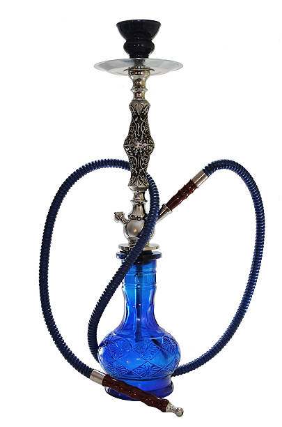 istock Arabic hookah blue glass on a white background 486056351