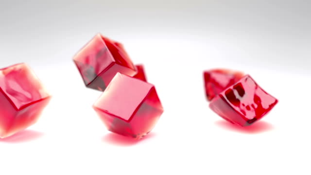 Jelly cubes falling