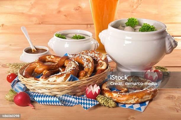 Bavarian Veal Sausage Breakfast Stock Photo - Download Image Now - 2015, Bavaria, Beer - Alcohol