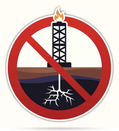 Stop hydraulic fracturing symbol concept. EPS 10 file. Transparency effects used on highlight elements.