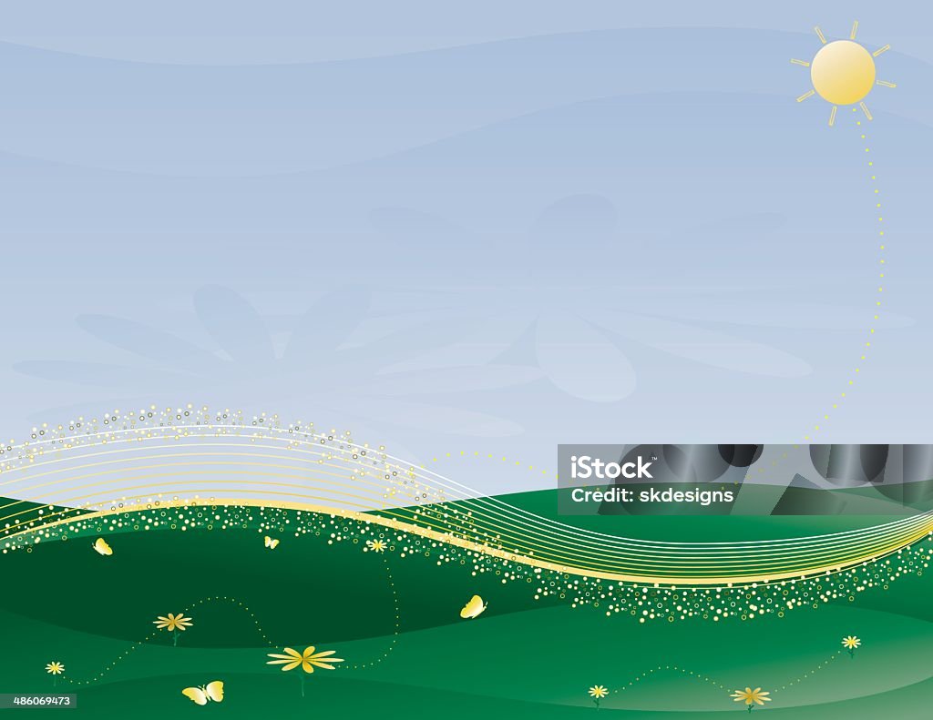 Paysage de printemps Floral fond Design-Horizontal - clipart vectoriel de Blanc libre de droits