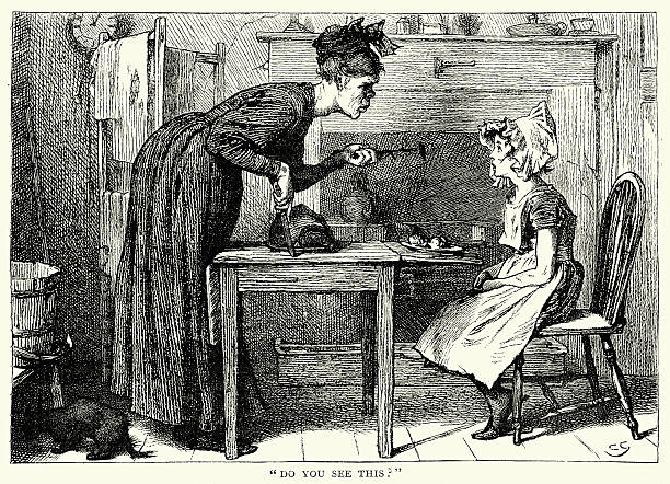 Charles Dickens - The Old Curiosity Shop Vintage engraving showing a scene from Charles Dickens's novel The Old Curiosity Shop . Do you see this ? my stepmom stock illustrations