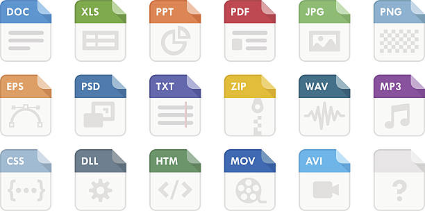 File Type Icons 18 File type icons. Transparent background PNG is included file folder stock illustrations