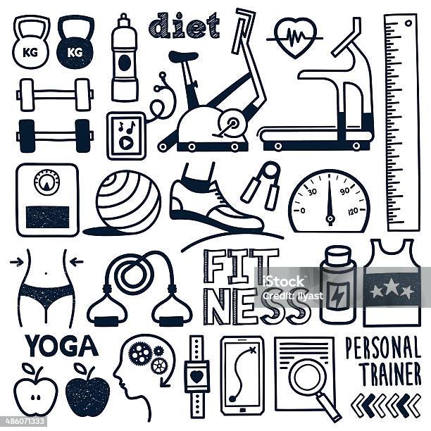 Fitness Stock Illustration - Download Image Now - Icon Symbol, Weight, Weight Scale