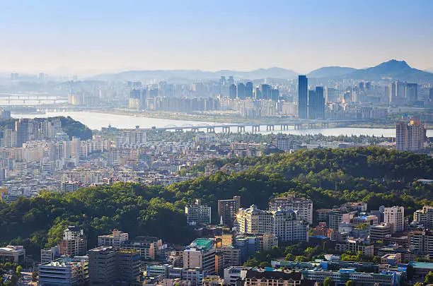 Seoul City and Hanriver, South Korea
