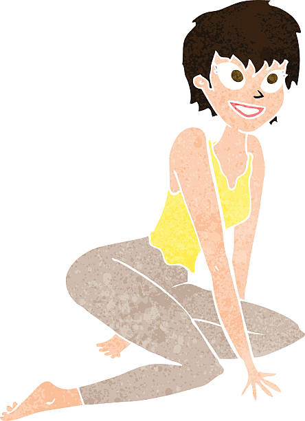 istock cartoon happy woman sitting on floor 486073943