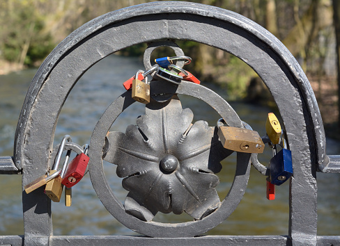 Love Locks on a Bridge in Munich Germany