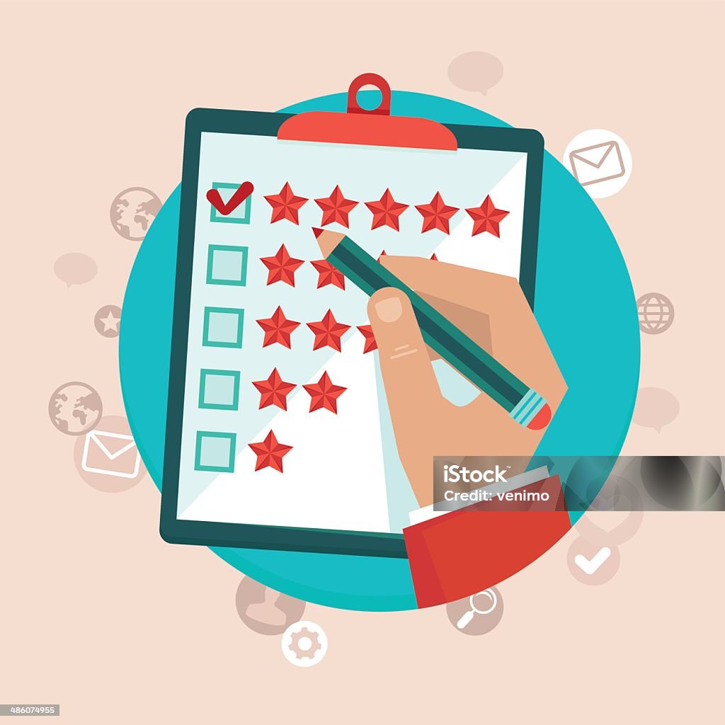Vector customer feedback concept in flat style Vector customer feedback concept in flat style - hand checking excellent mark in a survey Admiration stock vector