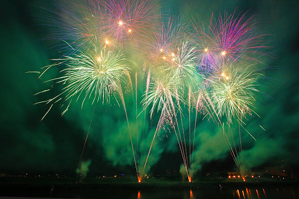 istock Colorful fireworks at night sky 486075777