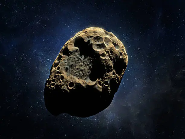  3D rendering of an asteroid 
