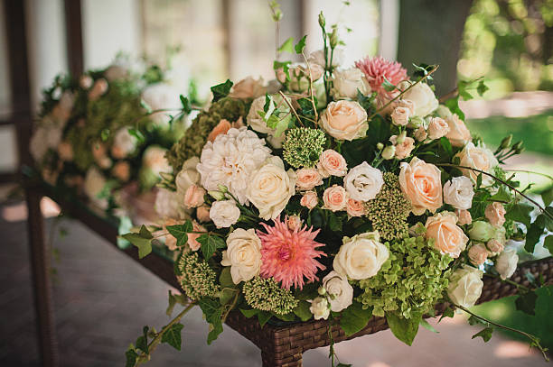 istock Beautiful floral wedding table decoration 486078462
