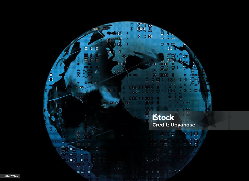 Digital World Abstract globe with binary background 2015 Stock Photo