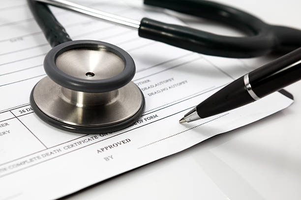 istock pen and stethoscope on blank Patient information 486086485