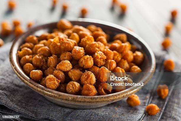 Healthy Roasted Seasoned Chick Peas Stock Photo - Download Image Now - Chick-Pea, Roasted, Snack