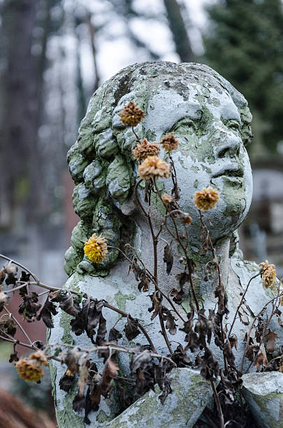 istock statue of baby angel on the graveyard 486091627
