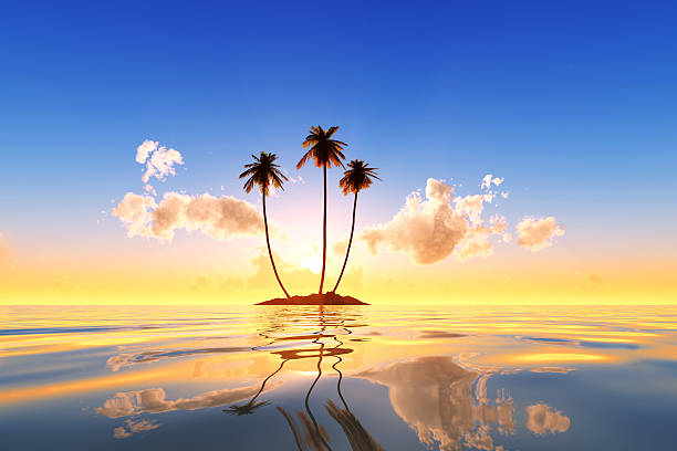 istock island at pink sunset 486094001