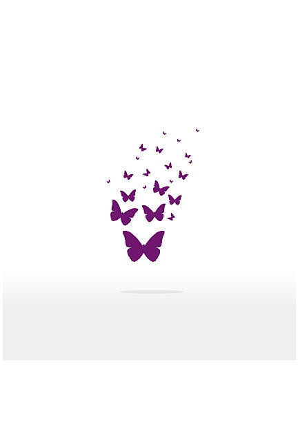 벡터 나비 배경기술 디자인식 - butterfly single flower vector illustration and painting stock illustrations