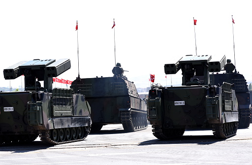 Close-up View Of Military Tanks In Warehouse