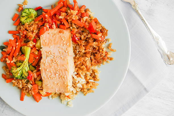 istock Grilled salmon with quinoa and vegetables 486099293