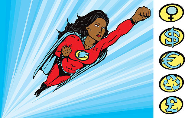 Super Heroine to the rescue vector art illustration