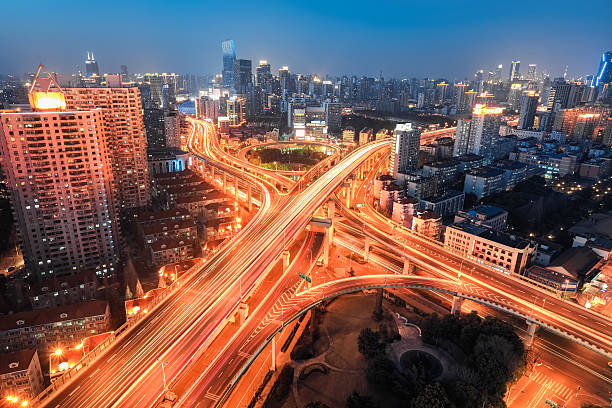 istock modern city viaduct junction at night 486099719