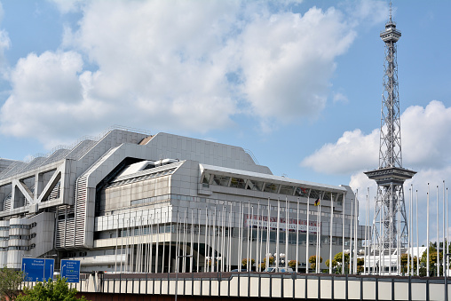 Berlin, Germany, May 21, 2015: The International Congress Center and the radio tower in Berlin